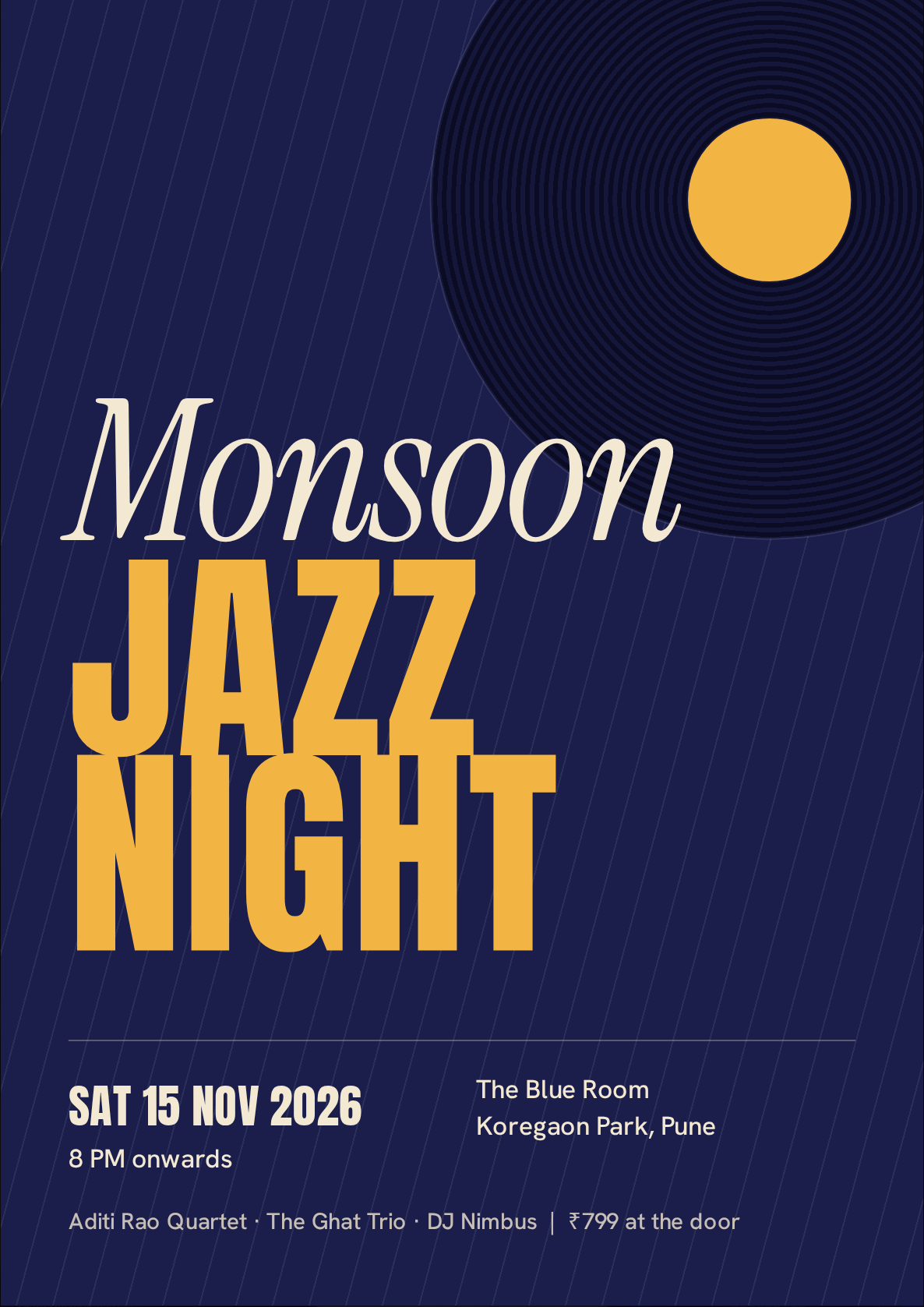 Monsoon Jazz Night A3 poster